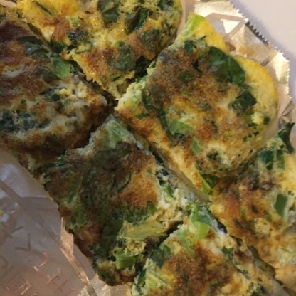 小松菜で作りました(^-^)卵焼きなら野菜食べてくれるので何度もリピしてます♪